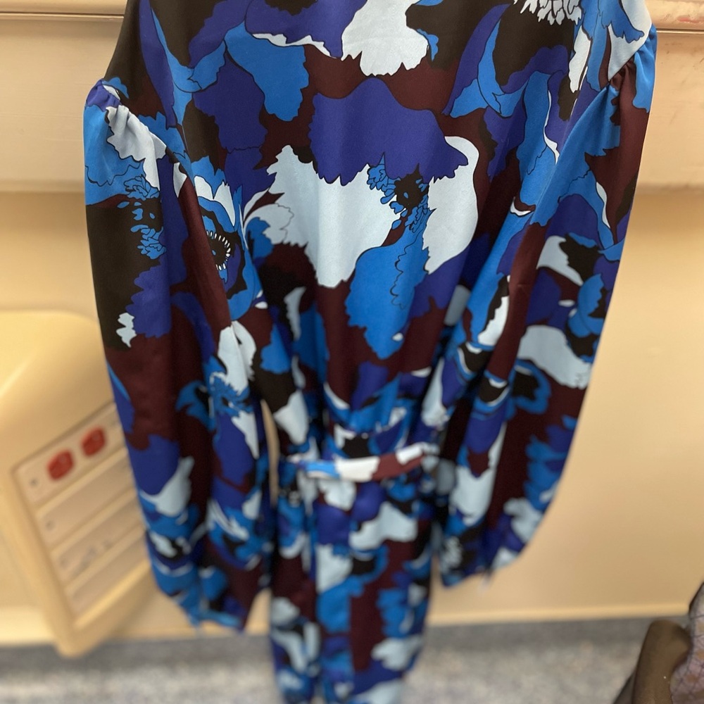 Who What Wear Vibrant Blue Dress floral dress with purple hues P2P:18”Length:39”